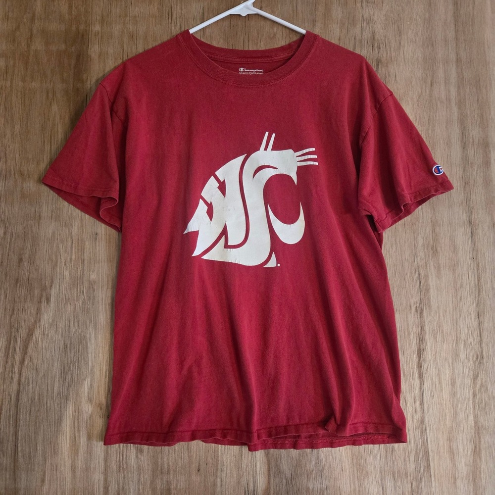 Washington State University WSU Cougars T-Shirt Red Mens Large Champion